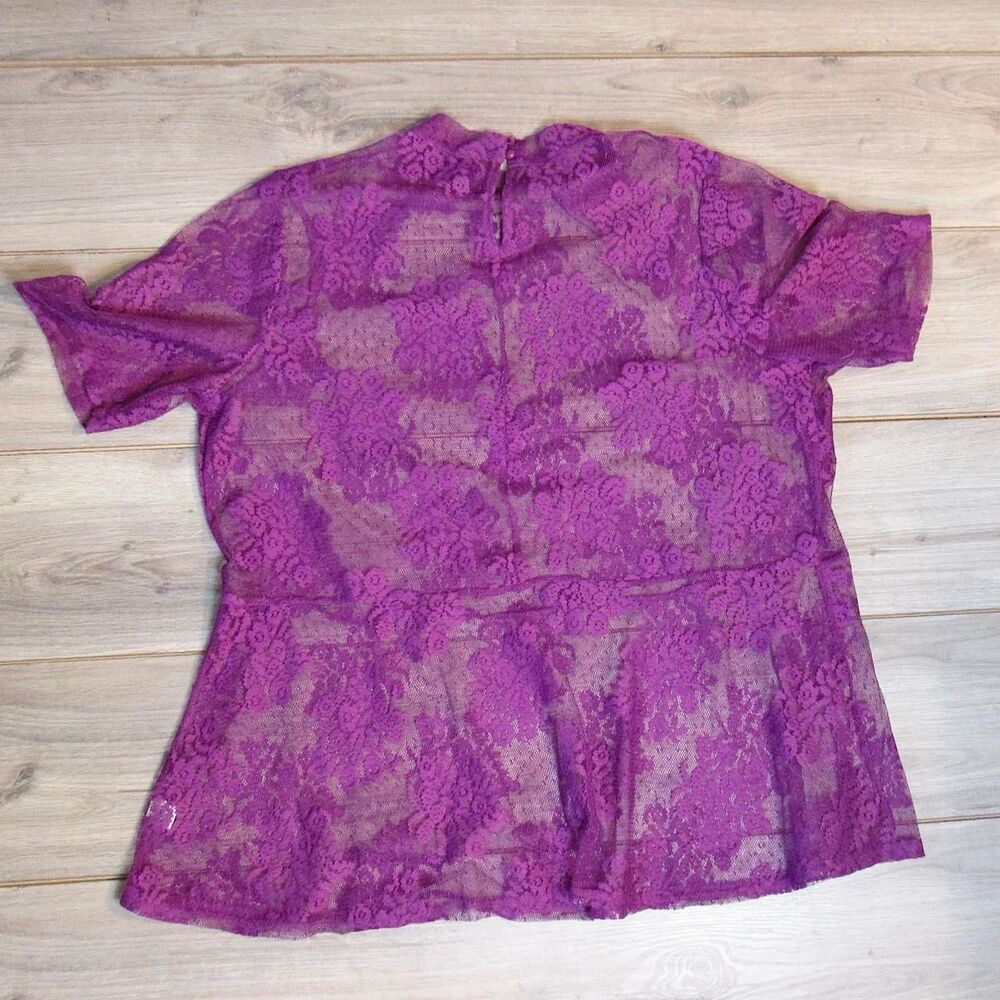 Purple lace blouse with floral pattern, size 14 - Picture 5 of 5